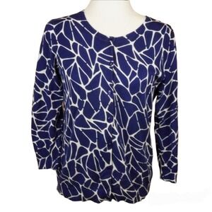 Pendleton Blue and‎ White Block Design Cardigan Sweater Size Small